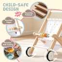 Freniland Wooden Baby Doll Stroller, Toddler Push Walker Toy, Doll Push Cart for Boys & Girls, Learning to Walk & Pretend Play Toy 18M+