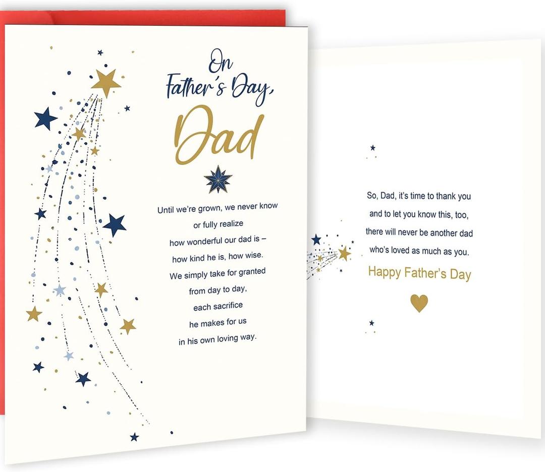 5 x Elegant Father's Day Card for Dad, Meaningful Fathers Day Card Gifts from Daughter Son, Meaningful Double Sided, Fathers Day Family Celebration Decorations