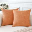 OTOSTAR Linen Throw Pillow Covers Set of 2 Decorative Square Pillowcases Cushion Covers 16x16 Inch for Home Decor Sofa Bedroom Car 40 x 40 CM Coral