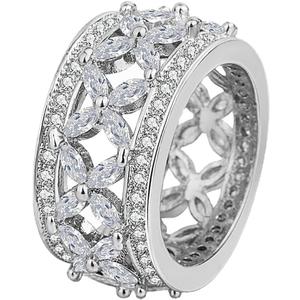 Boho Female Big Crystal Zircon Stone Ring Luxury Fashion Silver Color Engagement Rings for Women Vintage Wedding Jewelry