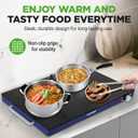 NutriChef Electric Warming Tray | Glass Surface Hot Serving Tray | Adjustable Temperature 140F to 230F | Energy Efficient & Space Saving | Perfect for Buffets,Parties & More | 21.2 x 16.5 IN | Blue