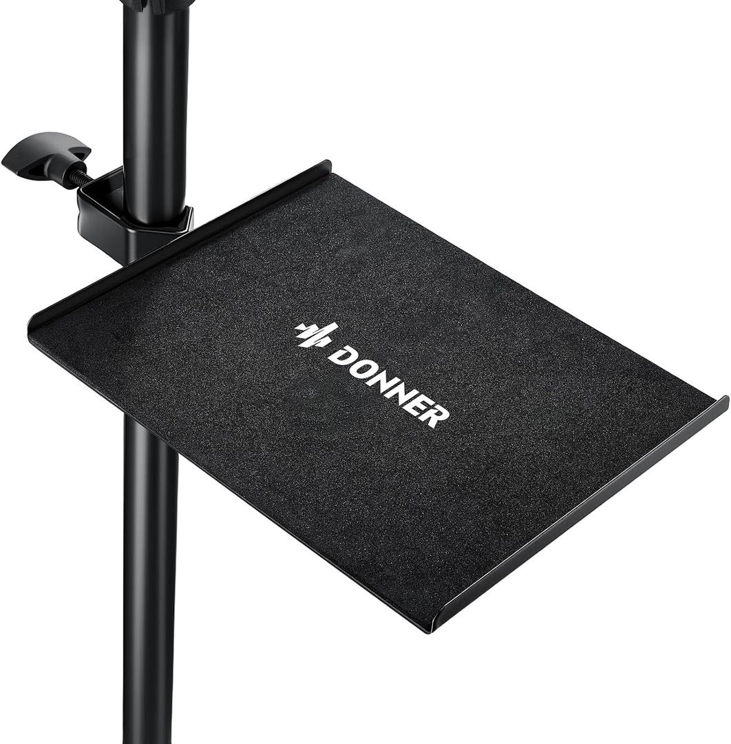 Donner Percussion Table for Drum Sets, Drum Accessory Holder Tray with Clamp On Shelf, Stable Flexible Microphone Stand with EVA Pad, Shock Absorbing, Large Surface