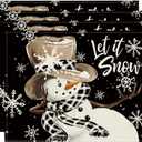 Artoid Mode Black Snowman Snowflakes Let it Snow Winter Placemats Set of 4, 12x18 Inch Seasonal Christmas Table Mats for Party Kitchen Dining Decoration