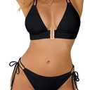 Blooming Jelly Womens Halter Triangle Bikini Sets Two Piece Cheeky Swimsuit String Sexy Bathing Suit Swim Suits 2025 (Small, Black)
