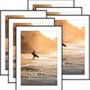 Americanflat Front Loading 5x7 Picture Frame with Shatter-Resistant Glass - Set of 6 - Use as 4x6 Frame with Mat - Metropolitan Collection - Photo Frame for Tabletop and Wall Display - Black