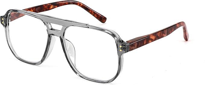 FEISEDY Retro Aviator Reading Glasses Women Men Blue Light Blocking Reader Plastic Lightweight Frame B0071 +1.50