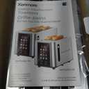 Kenmore 4-Slice Digital Touchscreen Toaster - 1400W Stainless Steel, Wide Slots 6 Shade Settings, Bread Presets, Countdown Timer, Reheat & Defrost Functions Compact Countertop Design tostadora digital (Silver)