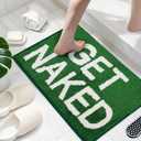 Get Naked Rug Bathroom Rugs - 17" x 24" Absorbent Green Rugs for Bathroom, Machine Washable Non Slip Bath Mats for Bath Room Floor Shower Tub, Dark Green