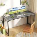 Huuger Computer Desk, 55 Inch Home Office Desk, Gaming Writing Work from Home Study Desk, Large Legroom, Sturdy Metal Frame, Modern Simple, Grey