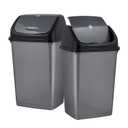 Superio Kitchen Trash Can 13 Gallon with Swing Lid, Plastic Tall Garbage Can Outdoor and Indoor, Large 52 Qt Recycle Bin and Waste Basket for Home, Office, Garage, Patio, Restaurant (2, Grey)