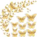 72 Pcs Butterfly Wall Decor, 3 Styles 3 Sizes 3D Gold Butterfly, Wedding Decorations, Birthday Party Decorations, Girls Bedroom Decoration(72 Pcs, Gold)
