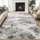 Asrug Abstract Area Rug 5x7 Feet - Black and Grey Rug Non-Slip, Living Room Bedroom Kitchen Carpet, Machine Washable 5'x7', Easy Clean Soft Indoor Floor Decor for Office Bathroom,Black/Grey/White, 5x7ft Dia
