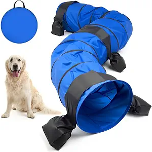 28 in 18 Foot Blue Extra Large Dog Agility Tunnel with Sandbags