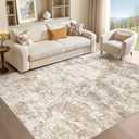Area Rug Living Room - 6X9 Abstract Washable Large Soft Foldable Non Slip Rug Neutral Modern Low Pile Carpet for Bedroom Nursery Dining Room Kitchen Home Office Indoor - Brown