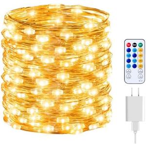 Minetom Fairy Lights with Remote, 66 Feet 200 Led Firefly String Lights Plug in for Bedroom Home Wall Ceiling Christmas Tree Wreath Craft Wedding Party Indoor Outdoor Decoration, Warm White