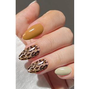 JMEOWIO Gel Nail Stickers Leopard Print Brown Semi Cured Gel Nail Strips Wraps UV/LED Supplies Nails Art Design Decoration Accessories