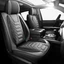 FREESOO Tundra Seat Covers 2 Front Set, Fit for Toyota Tundra 2007-2021 Crewmax Cab, Custom Truck Seat Covers with Waterproof Faux Leather BlackGrey