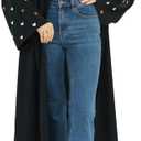 Abayas for Women Muslim Islamic Dubai Cardigan Open Front Chiffon Dress Long Sleeve Maxi Abaya Long Kaftan Robe(No Scarf) (Medium, Blacka)