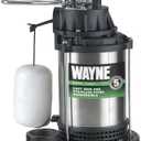 WAYNE - 1 HP Submersible Cast Iron and Stainless Steel Sump Pump with Integrated Vertical Float Switch - 6,100 Gallons Per Hour - Heavy Duty Basement Sump Pump