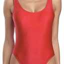 MIAIULIA Women's Retro 80s/90s Inspired High Cut Low Back Padding One Piece Swimwear Bathing Suits M