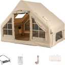 Inflatable Camping Tents with Hand Pump, Air Glamping Tents, Easy Setup Waterproof and Windproof Blow up Tent, 4 Seasons Oxford Cabin Tent with Mesh & Chimney Window. (10*6.9ft)