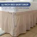 Wrap Around Dust Ruffle Bed Skirt - Cream - for Queen Size Beds with 15 in. Drop Easy Fit Elastic Strap - Pleated Bedskirt with Brushed Fabric - Wrinkle Free, Machine Wash - by CGK Linens