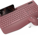 Wireless Keyboard and Mouse Combo - Full-Sized Ergonomic Keyboard with Wrist Rest, Phone Holder, Sleep Mode, Silent 2.4GHz Cordless Keyboard Mouse Combo for Computer, Laptop, PC, Mac, Windows -Trueque