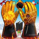 Heated Gloves for Men Women, Ugraded Battery Electric Heated Gloves, Rechargeable Electric Heating Gloves Waterproof Heated Ski Gloves with Touchscreen for Cold Weather Skiing Hiking Hunting Gifts