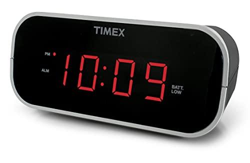 Timex Alarm Clock with Large Display, Digital Alarm Clock for Bedroom Includes 120V Universal Power Adapter (T121B - Black)