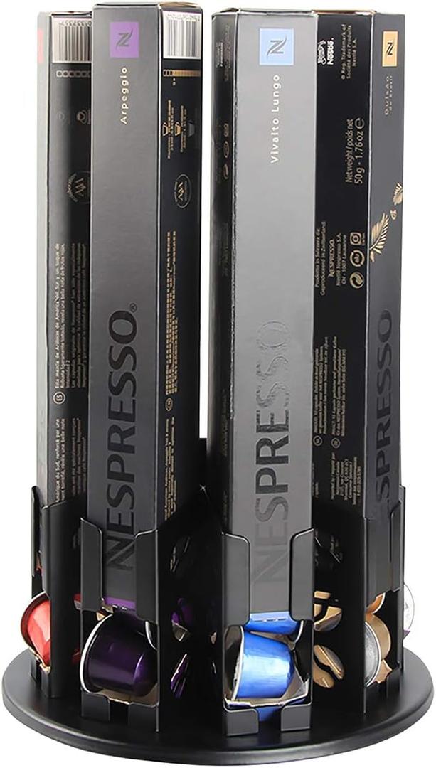 FlagShip Nespresso Pod Holders Storage Carousel Coffee Nespresso Original Line Capsules Holder Coffee Capsules Holder Organizer Stand Small 80 Pods Originalline
