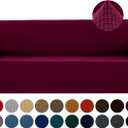 Joccun Christmas Stretch Couch Cover Slipcovers, 1-Piece Sofa Covers for 3 Cushion Couch Spandex Jacquard Washable Furniture Protector Cover for Living Room,Kids,Pets(Sofa,Burgundy)