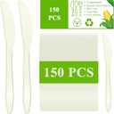 ANKS Compostable Knives, 150 Count 7.1in Disposable Knives, Made from Natural Corn Starch, Eco-Friendly, Heat Resistant Great for Party, Picnic, Dinner, Takeaway, Thick Solid, Heat Resistant