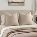 MIULEE Euro Sham Pillow Covers for Bed 26x26, 2 Pack Natural Linen Thick & Textured Decorative Throw Pillow Covers, Neutral Cushion Cases, Modern Farmhouse Home Decor, No Filling