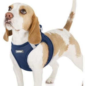 Rabbitgoo Dog Harness, Step-in Soft Mesh Puppy Vest with Safety Buckle, Breathable Reflective Pet Harness, Navy Blue M (M(Chest:16.0"-18.5"))