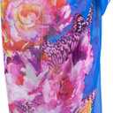 MissShorthair Womens Chiffon Beach Pareos Sarong Sheer Swimsuit Cover Ups Swimwear Bikini Wrap (Blue Flower)
