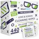 MAXI CLEAN 440 Pack Lens Wipes for Eyeglasses Pre-Moistened, Individually Wrapped Streak-Free Cleaning for Glasses & Laptop Screens, Glasses Cleaner Wipe Bulk 5.5 x 4.7 Inch, Sunglasses & Phone Wipe
