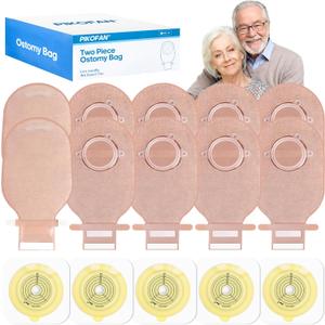 100 Count) 68 Colostomy Bags+32 Barriers, Two-Piece System with Hook and Loop Closure, Ostomy Supplies for Stoma Care, Effective Odor Control, Gentle on Skin, 15mm-57mm Cut to Fit
