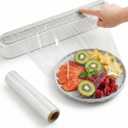 Plastic Wrap Dispenser with Cutter, Includes 100ft of Plastic Wrap, Magnetic Foil and Wrap Organizer for Kitchen, Fits 12" Rolls Up to 1.45" Diameter for Plastic Wrap and Aluminum Foil