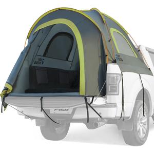 JOYTUTUS Pickup Truck Tent 2.0, Waterproof PU2000mm Double Layer for 2 Person, Portable Truck Bed Tent with Rainfly, 5.5'-5.8' Camping Preferred - Green, Aluminum Poles