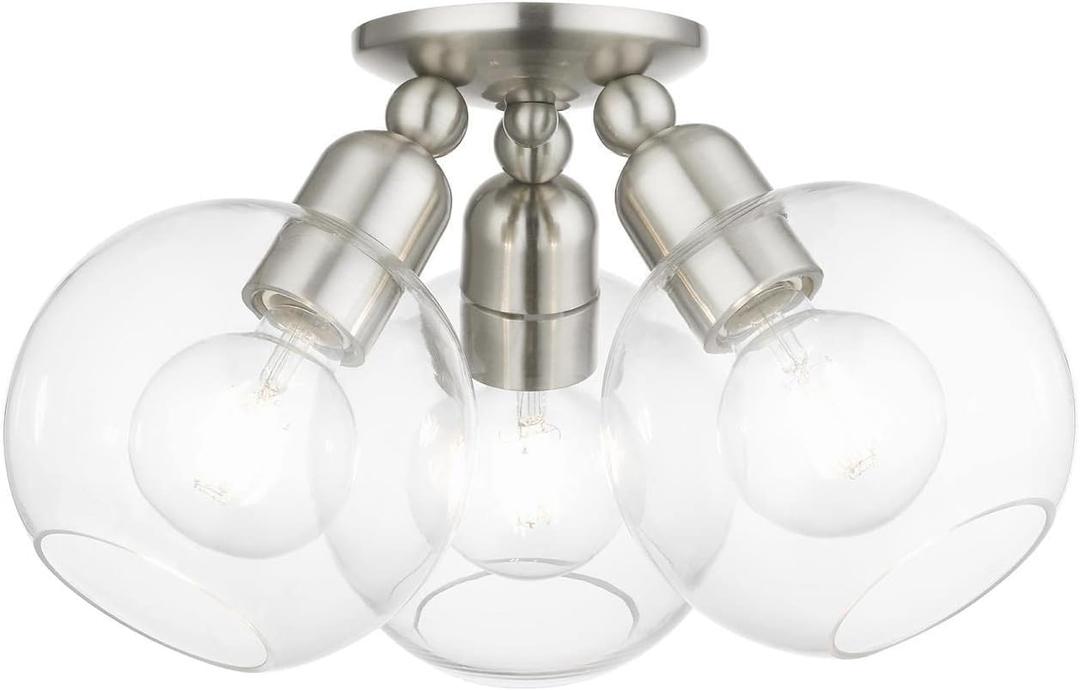 Livex Lighting, 48978-91, Downtown, Sphere Semi-Flush, Brushed Nickel