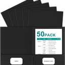 2 x HABGP Two Pocket Folders, 50 Pack 2 Pocket Folders Fit Letter Size Paper, Black Paper File Folders with Pockets for School Office Home Business