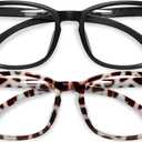 Gaoye Stylish Blue Light Glasses for Woman - Computer Glasses for Blue Light Blocking - Lightweight Frames - 2 pack (A1 Matte Black+leopard)