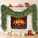 Cedar Garland 9 Ft Christmas Garland Real Touch Garland Artificial Realistic Greenery Cypress Pine Garlands for Mantle, Fireplace, Stairs, Table, Doorframe Vintage Outdoor Indoor Christmas Decorations