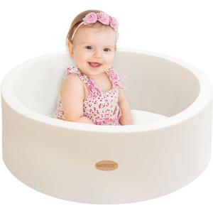 HARBOLLE Baby Ball Pit 27.6" Soft Round Memory Foam Ball Pits NOT Included Balls Indoor Outdoor Playpen for Babies Toddlers Kids Great Gift for Girls Boys, White
