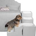 Pet Gear Easy Step Bed Stair for Cats/Dogs, Adjusts to Either Side of Bed, Removable Washable Carpet Treads, Storage Compartment, for Pets Up to 75lbs,NEW Essential Gray