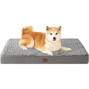 EHEYCIGA Orthopedic Dog Beds for Large Dogs with Removable Washable Cover, Light Grey, 36x49
