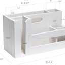 Elegant Designs HG2033-WHT Pantry Picks Farmhouse Wooden Flatware & Utensils Caddy Condiment Organizer w Cutout Handle & Compartments for Kitchen Dcor Countertop Breakfast BBQ Events Picnic, Wht Wash