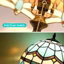 Tiffany Table Lamp, 12-inch Mediterranean Blue Style, Stained Glass Lamp for Living Room, Dining Room, Bedroom, Study Room, Office