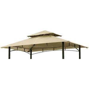 Grill Gazebo Replacement Canopy Roof Hugline 5x8 Outdoor Grill Shelter Canopy Top Double Tiered BBQ Tent Cover Fit for Model L-GG001PST-F (Beige)