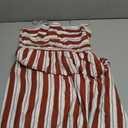 PRETTYGARDEN Womens Boho Floral Striped Summer Maxi Dresses Spaghetti Strap, Striped White Red Brown (M)